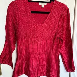 Dressbarn Vibrant Red Textured Blouse